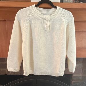 Vintage 80s 90s Junior Connection Crew Button-Neck Cream Women's Sweater Size M
